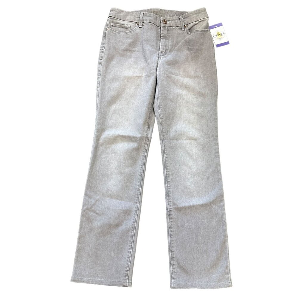 Chicos Womens 00/2 Short Gray Denim Jeans So Lifting Slim Straight Leg Stretch
